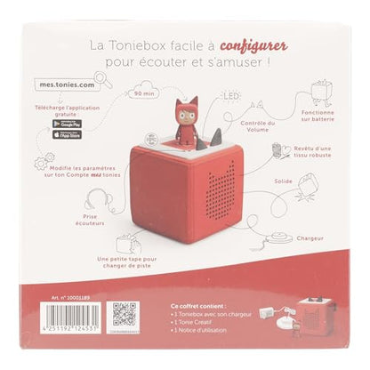 tonies Mon Premier Coffret Toniebox Rouge + 1 Figurine Tonie Créatif, boîte à Histoire & Musique pour Enfant 3-7 Ans, conteuse d'histoire Robuste & Facile à Utiliser avec Figurine à Collectionner