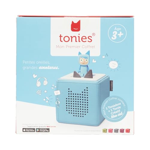 tonies Mon Premier Coffret Toniebox Bleu + 1 Figurine Tonie Créatif, boîte à Histoire et Musique pour Enfant 3 à 7 Ans, conteuse d'histoire Robuste & Facile à Utiliser avec Figurine à Collectionner