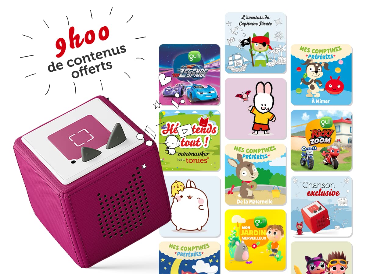 tonies Mon Premier Coffret Toniebox Cassis + 1 Figurine Tonie Créatif, boîte à Histoire et Musique pour Enfant 3 à 7 Ans, conteuse d'histoire Robuste & Facile à Utiliser avec Figurine à Collectionner