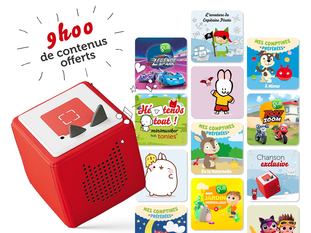 tonies Mon Premier Coffret Toniebox Rouge + 1 Figurine Tonie Créatif, boîte à Histoire & Musique pour Enfant 3-7 Ans, conteuse d'histoire Robuste & Facile à Utiliser avec Figurine à Collectionner