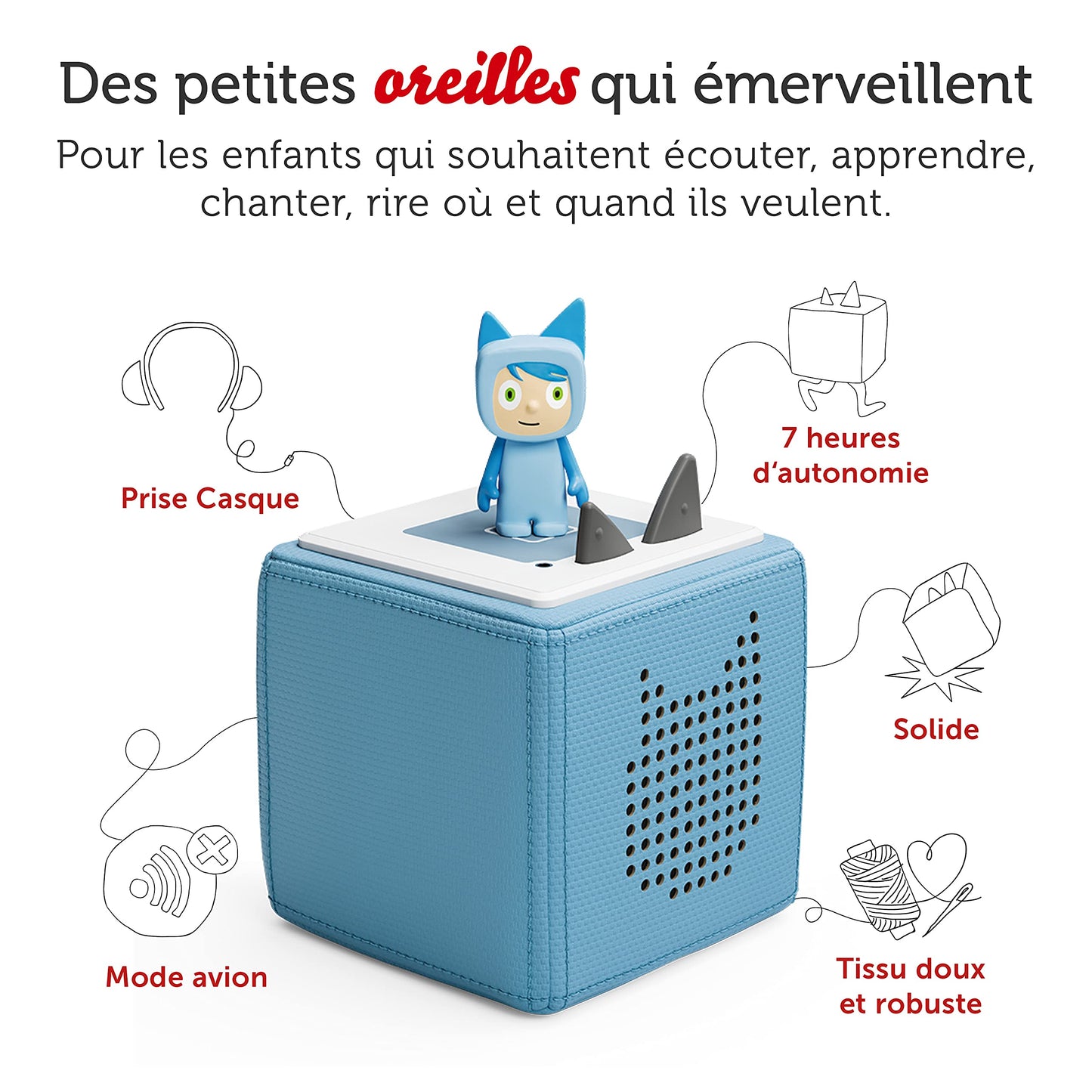 tonies Mon Premier Coffret Toniebox Bleu + 1 Figurine Tonie Créatif, boîte à Histoire et Musique pour Enfant 3 à 7 Ans, conteuse d'histoire Robuste & Facile à Utiliser avec Figurine à Collectionner