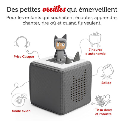 tonies Mon Premier Coffret Toniebox Granite + 1 figurine Tonie Créatif, boîte à histoire et musique pour enfant 3 à 7 ans, conteuse d'histoire robuste & facile à utiliser avec figurine à collectionner