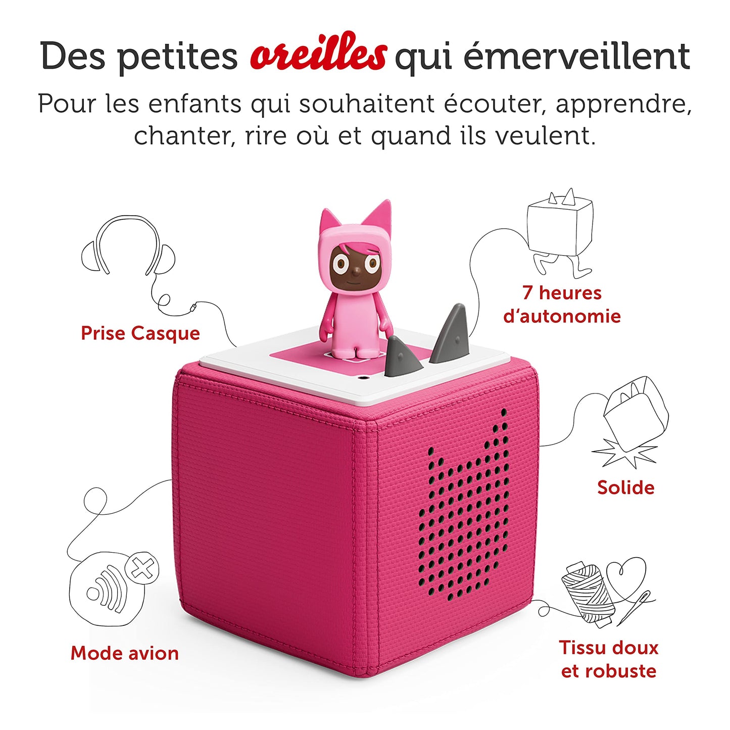 tonies Mon Premier Coffret Toniebox Rose + 1 Figurine Tonie Créatif, boîte à Histoire et Musique pour Enfant 3 à 7 Ans, conteuse d'histoire Robuste & Facile à Utiliser avec Figurine à Collectionner